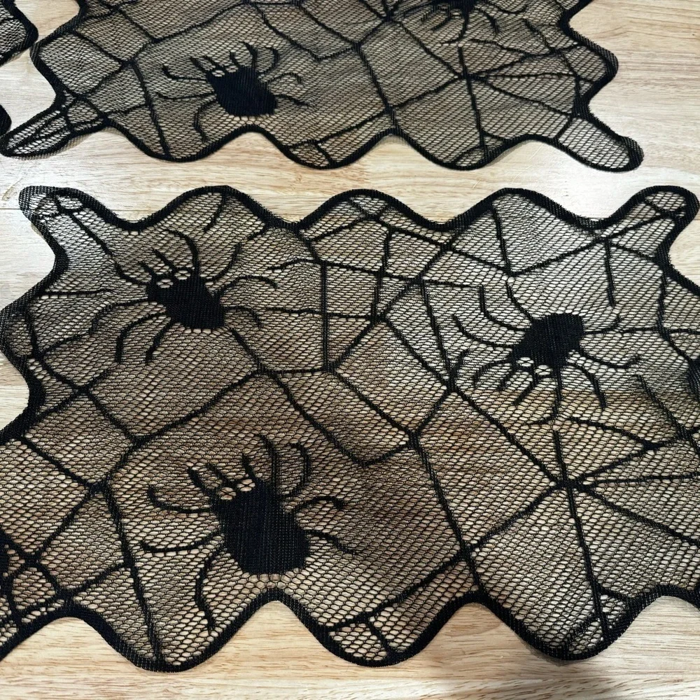 4 Black Spider Web Table Lace Placemats